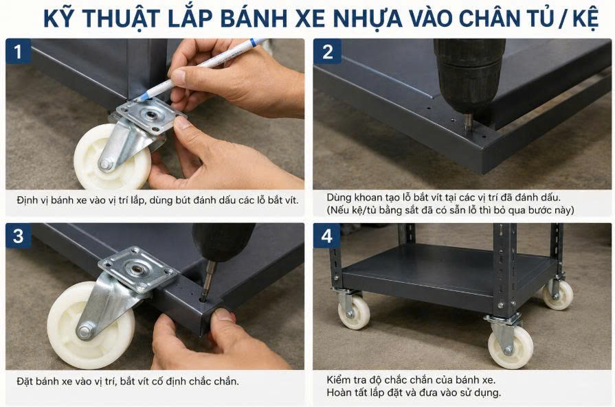Phong Vy | Bánh xe nhựa cho tủ, kệ: Cách chọn đúng theo tải trọng Phong Vy | Bánh xe nhựa cho tủ, kệ: Cách chọn đúng theo tải trọng